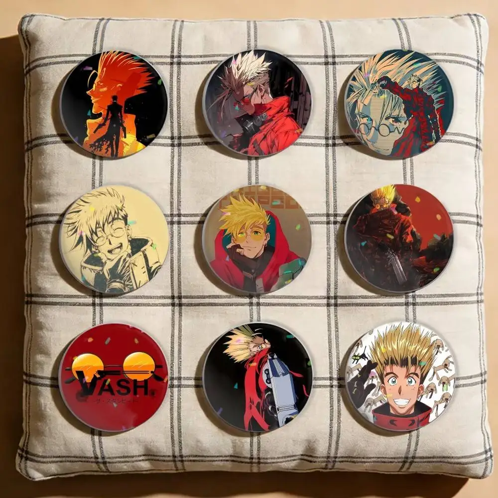 

Trigun Anime Vash the Stampede Laser Badge Creative Pins Brooch for Bag Clothes Hat Decor Gifts Fans Collect