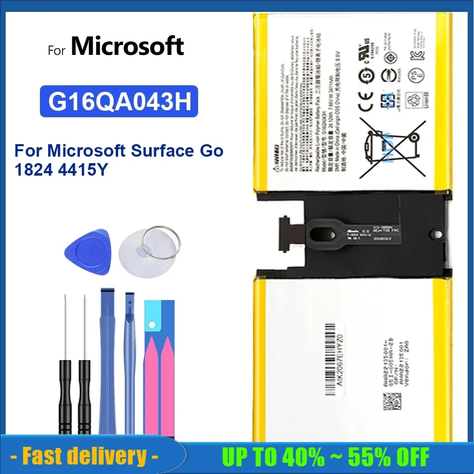 

Аккумулятор G16QA043H 3411 мА/ч, аккумуляторная батарея для Microsoft Surface Go 1824 4415Y, портативная батарея для планшета