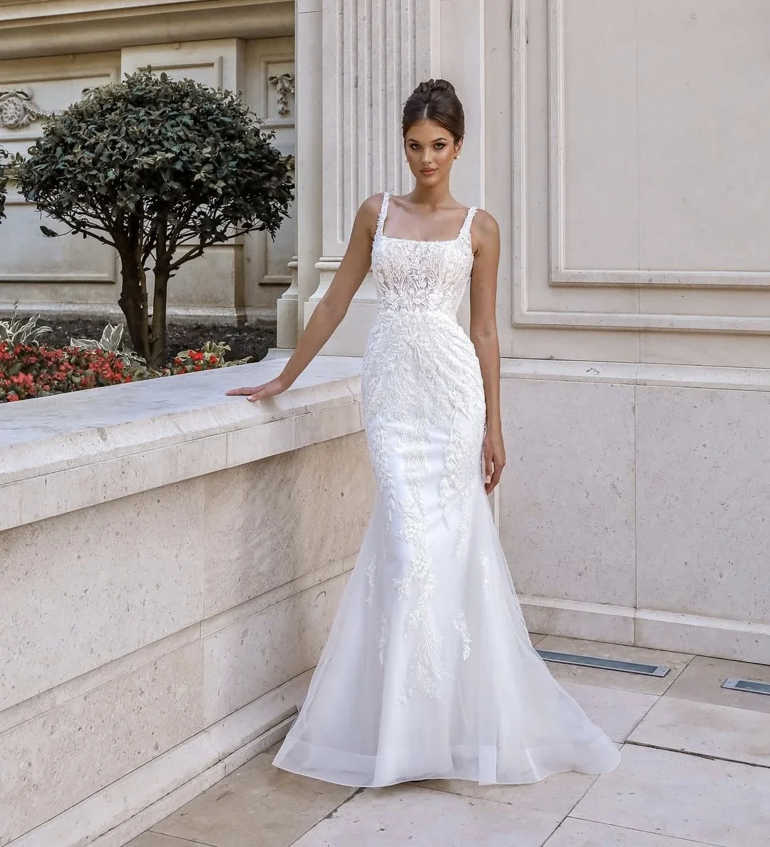 

Customized Wedding Dress Customize To Measures Lace Appliques Bridal Gowns Meraid Spaghetti Strap Sleeveless vestidos de novia G