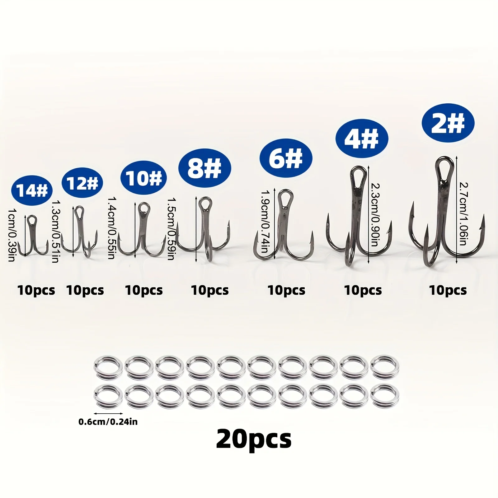 90pcs/set The lure triple-hook kit with split rings, the sequined lure butterfly hook