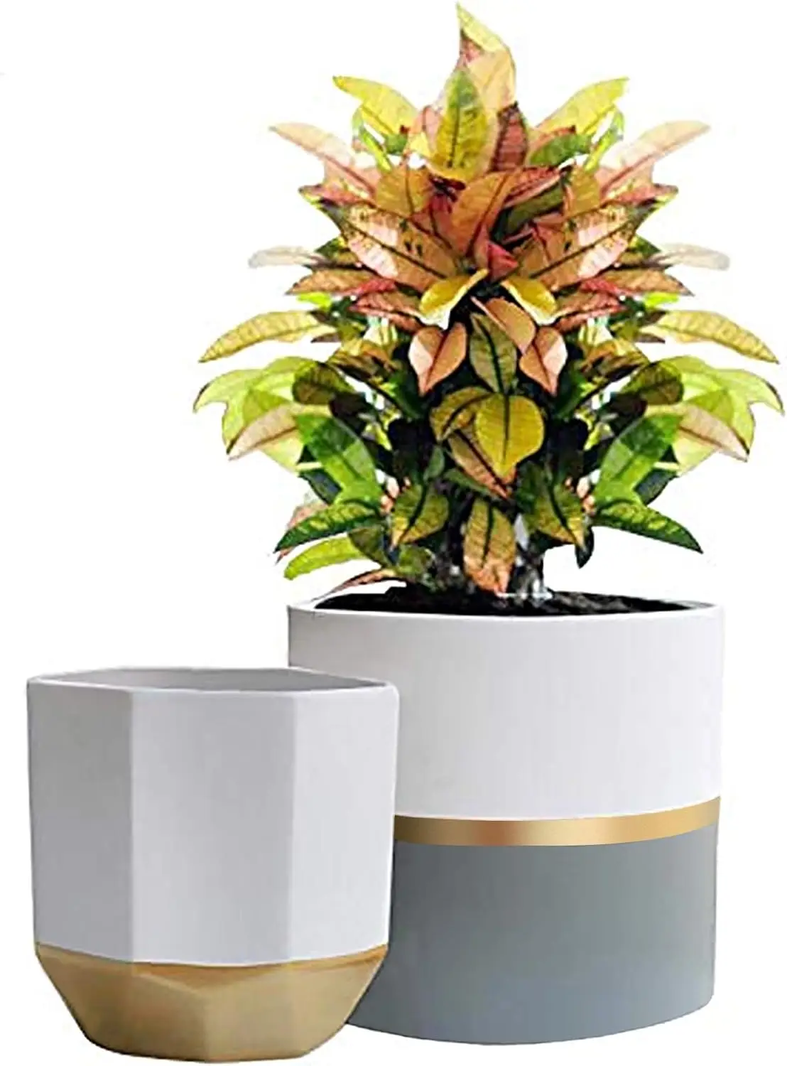 Ceramic Flower Pots, 6.7 & 5.4 Inch Indoor Plant Pot Set of 2