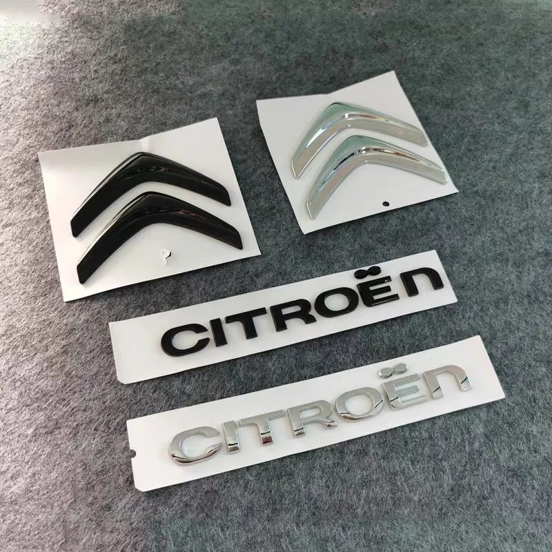 Etiqueta engomada de la letra del logotipo delantero y trasero del coche del ABS, etiqueta engomada del maletero de la puerta trasera del parachoques trasero para Citroen C3 C4 DS4 C5 C5X c-quatre, accesorios