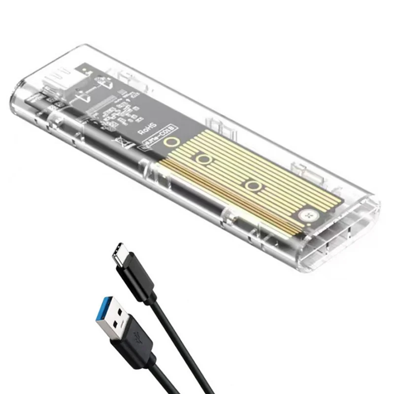 OTZ-2PCS M2 SSD Fall M.2 NVME SSD Gehäuse Tragbare USB 3,1 Typ-C SSD Transparent Festplatte Fall 5Gbps für PC