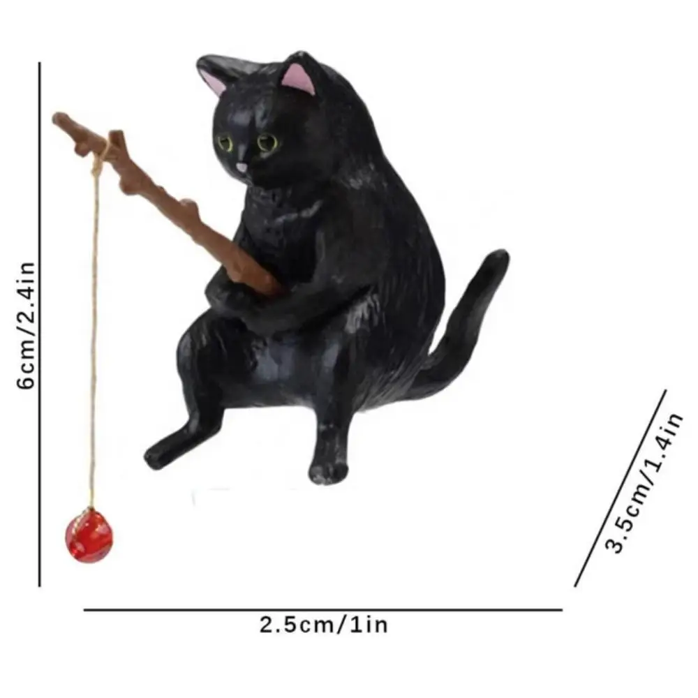

Use Handicraft Craft Cat Hanging Decoration Bonsai Kitten Fishing Ornament Cat Statue Miniature Figurines Fish Tank Ornaments