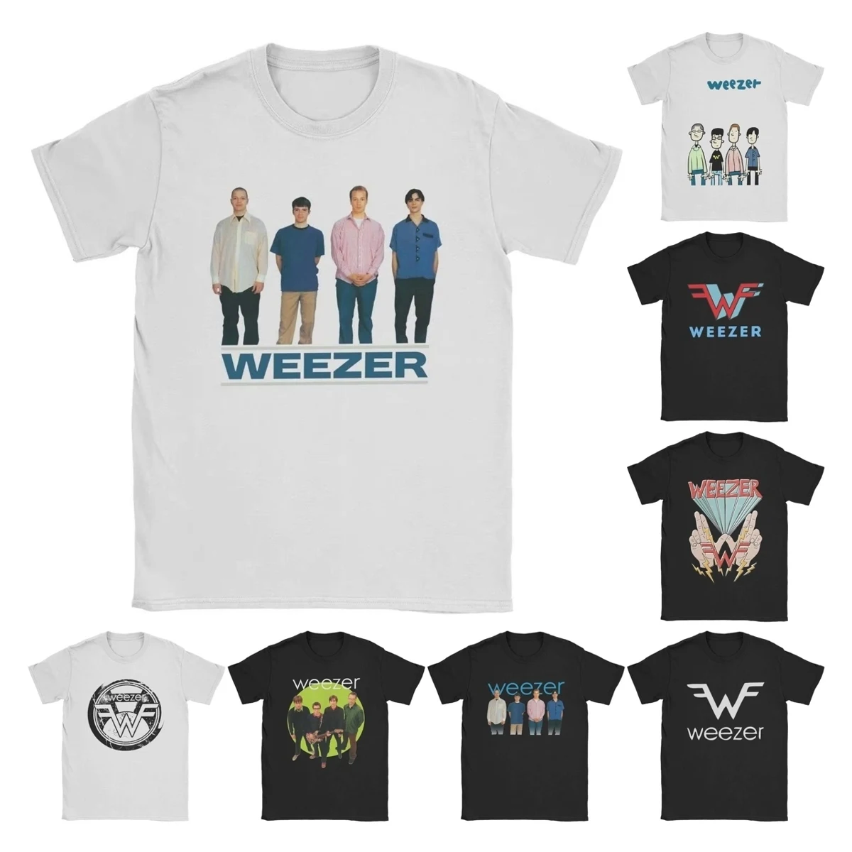 Weezer Blue Album Anniversary Cover T-Shirt for Men Women Humorous 100% Cotton Tees Short Sleeve T Shirts Gift Idea Clothing