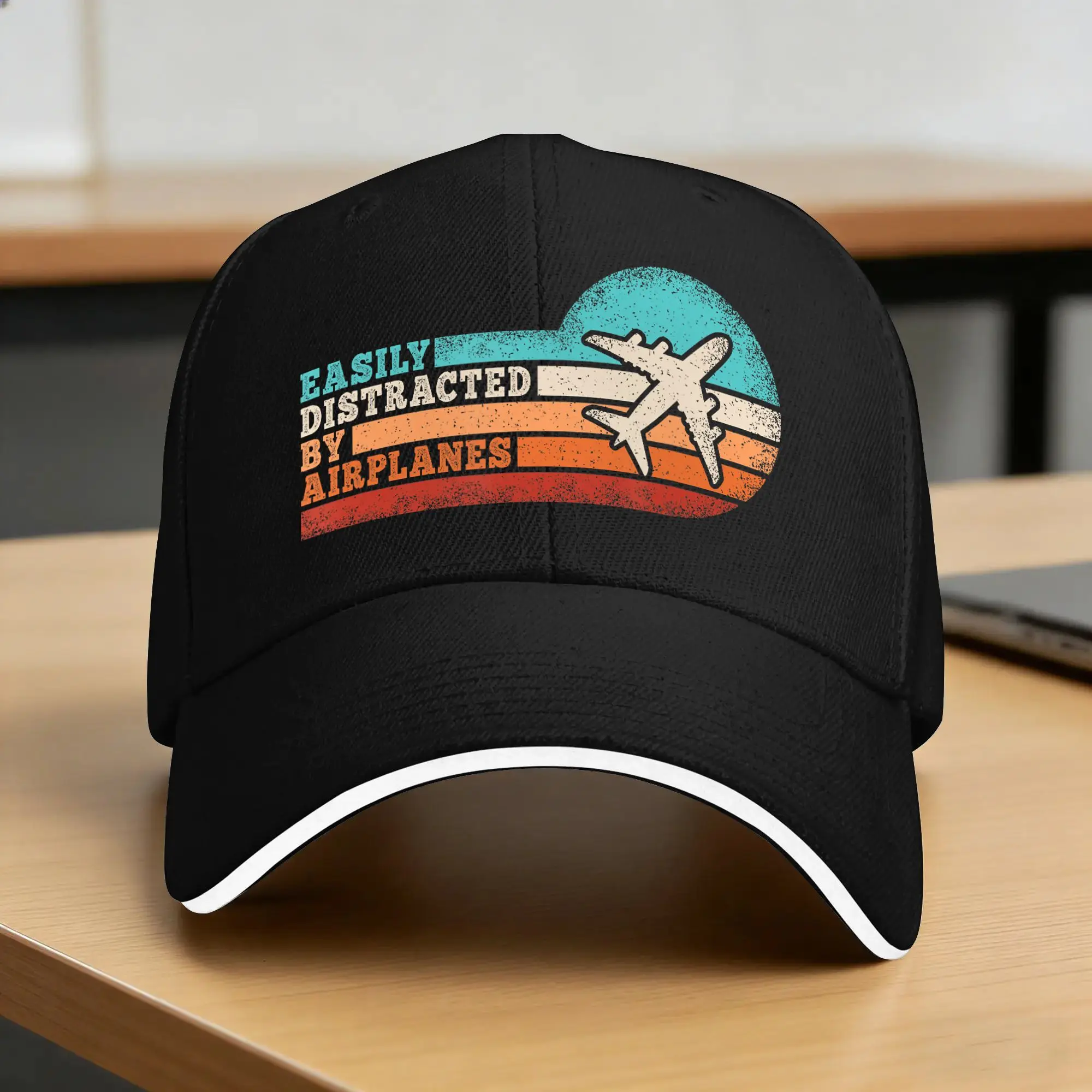 Summer Casual Baseball Cap Easily Distracted by Airplanes Funny Pilot Aviation Hiking Fishing Trucker Hat Fashion Snapback Cap