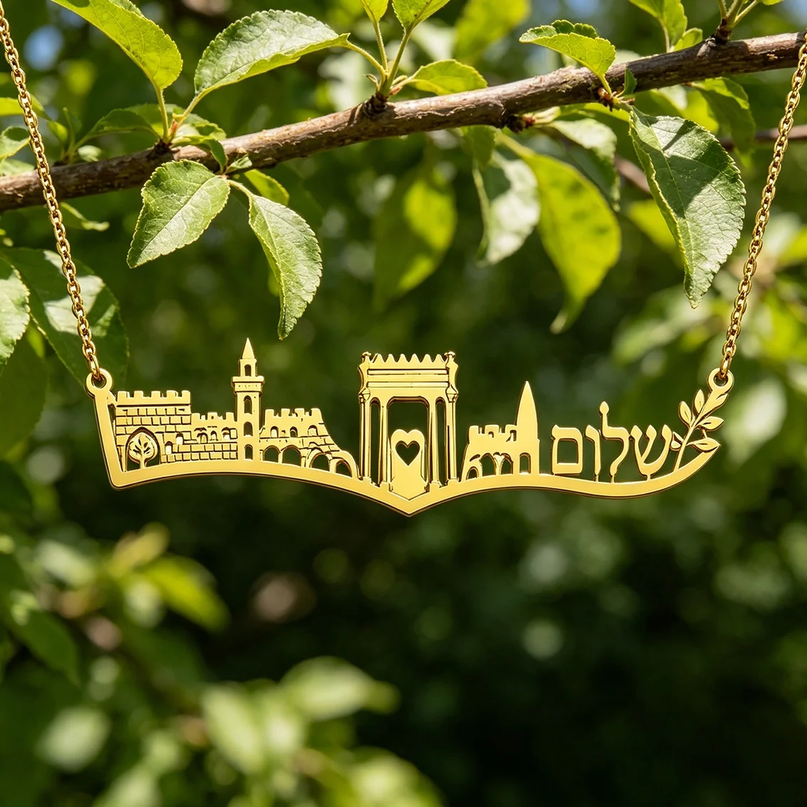 Neu eingetroffen: Edelstahl-Halskette mit Jerusalem-Burg-Landschaft, Vintage-Tempel-Umriss-Choker für Damen, religiöser Schmuck – Detail 7