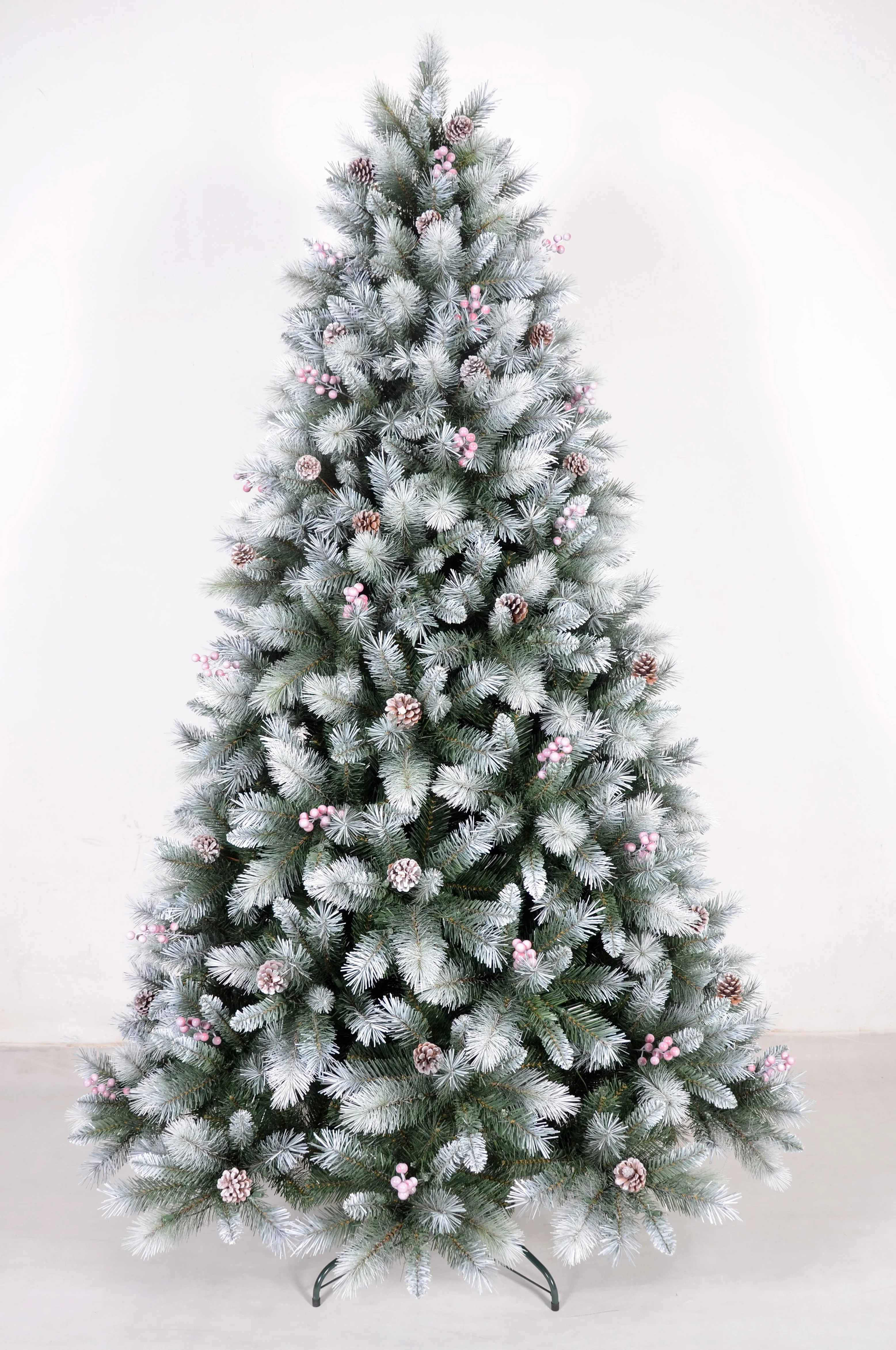 Artificial PVC Pine Needle Christmas Tree with Light Emitting Diode Light Mixed Material Holiday Decor