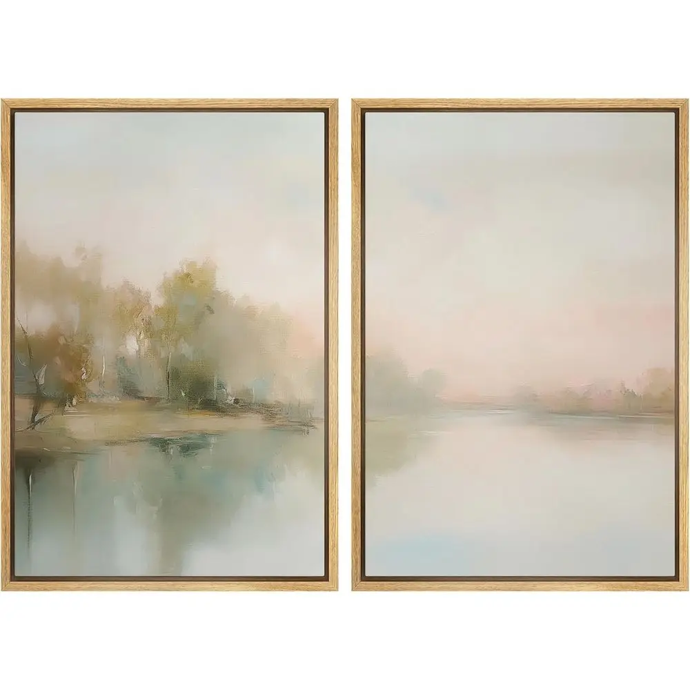 MUDECOR ed Canvas Print Wall Art Tranquil Relection Serene River Landse Illustrations ern Art Decorative Boan Chic or Living Roo