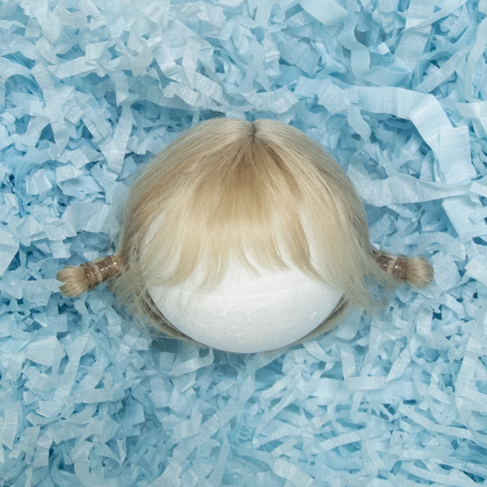 

Парик BJD с челкой, хвостик, вьющийся мягкий мохеровый парик с двойным хвостом, подходит для Ob11, 1/12bjd, 1/8BJD, парик для кукол, аксессуары для кукол