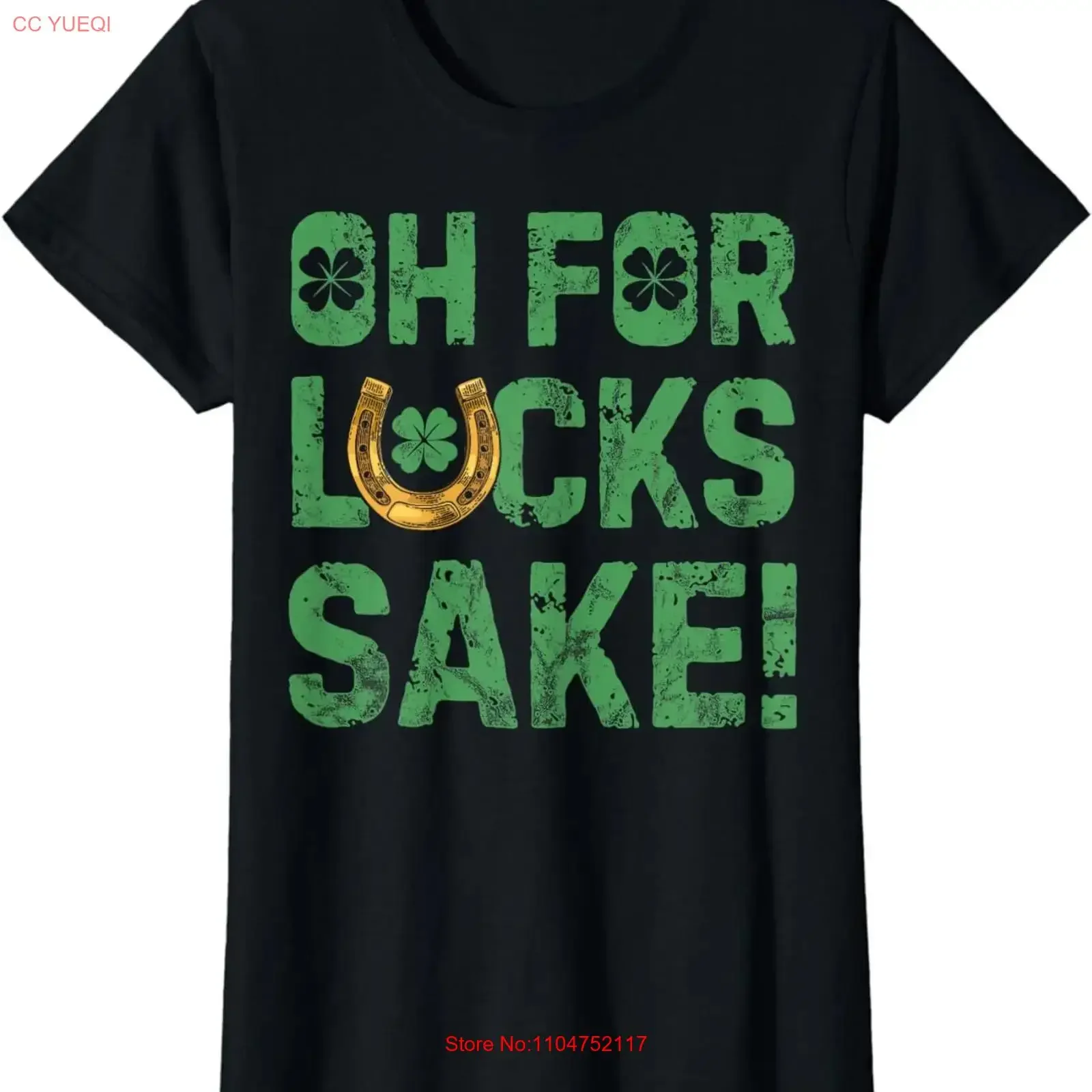 Oh For Lucks Sake St Patricks Day Irish Shamrock Ladies' Crewneck T Shirt long or short sleeves vintage Washed
