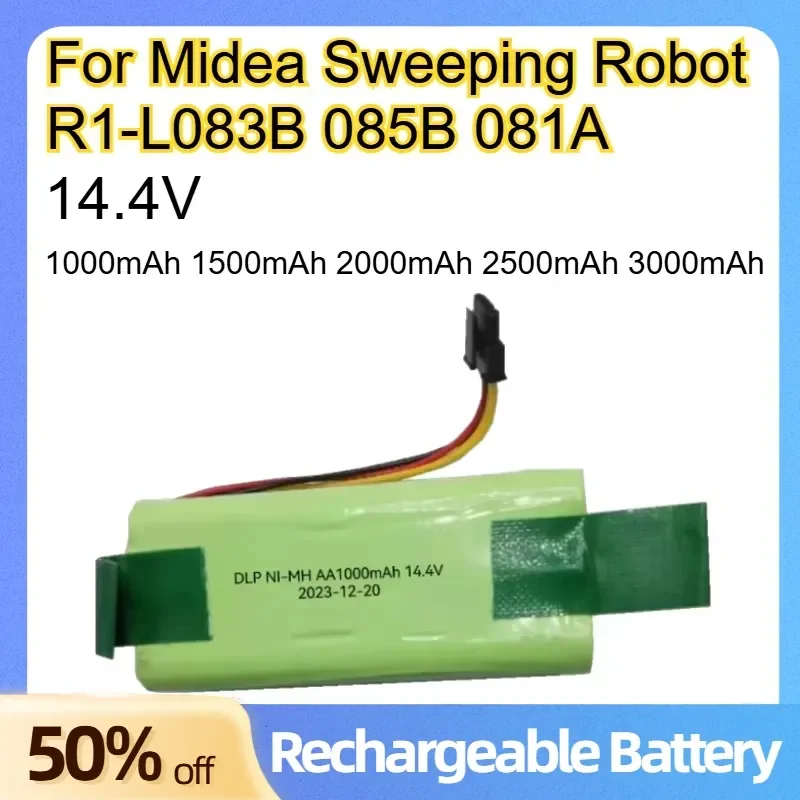 1000-3000mAh Large Capacity Nickel-hydrogen Battery 14.4V for Midea Sweeping Robot R1-L083B 085B 081A Rechargeable Batteries