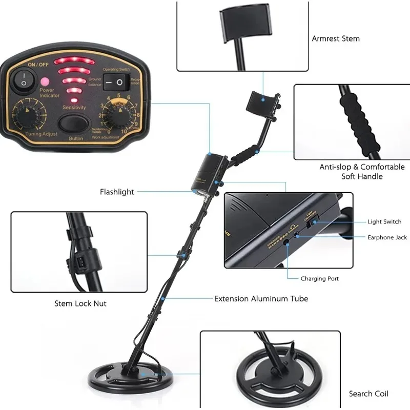 Gold Treasure Metal Hunter Professional Metal Detector Underground AR944M/AS944 Search Depth 1.8M Scanner Finder