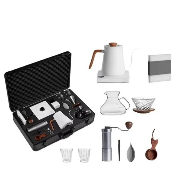 Drip coffee pot set, hand crank grinder, filter cup, sharing pot, temperature control pot, utensils gift box