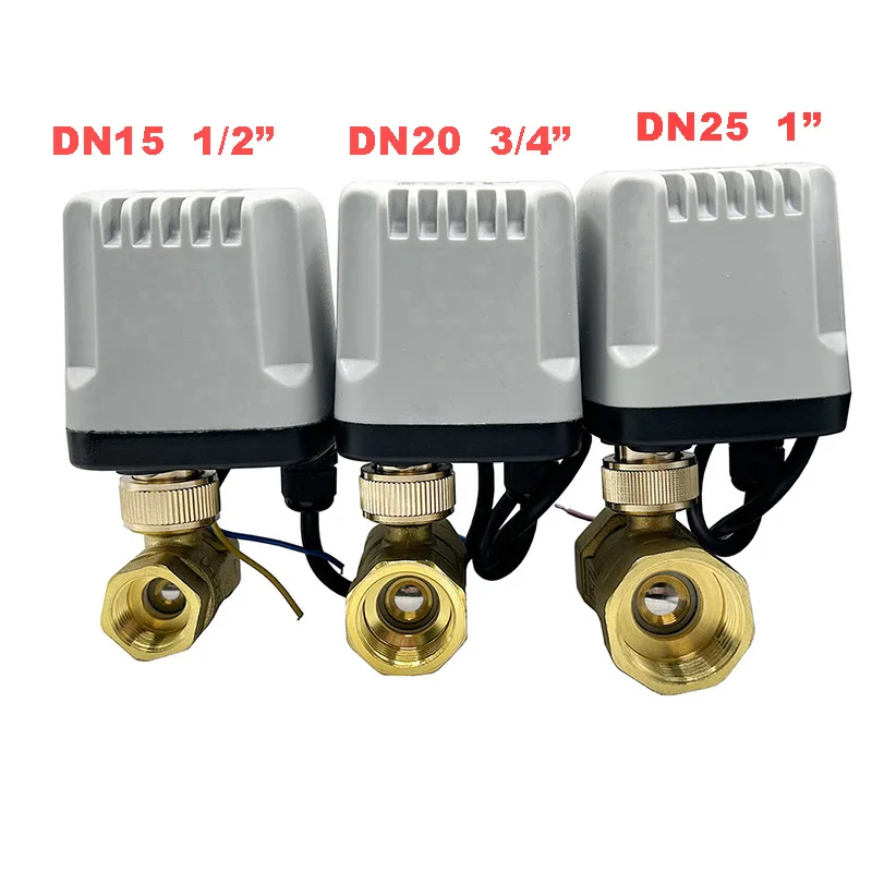 Imagem -02 - Impermeável Latão Elétrica Válvula de Esfera Motor Motorizado Metal Válvulas Vias Dc12v Dc24v ac 220v 1