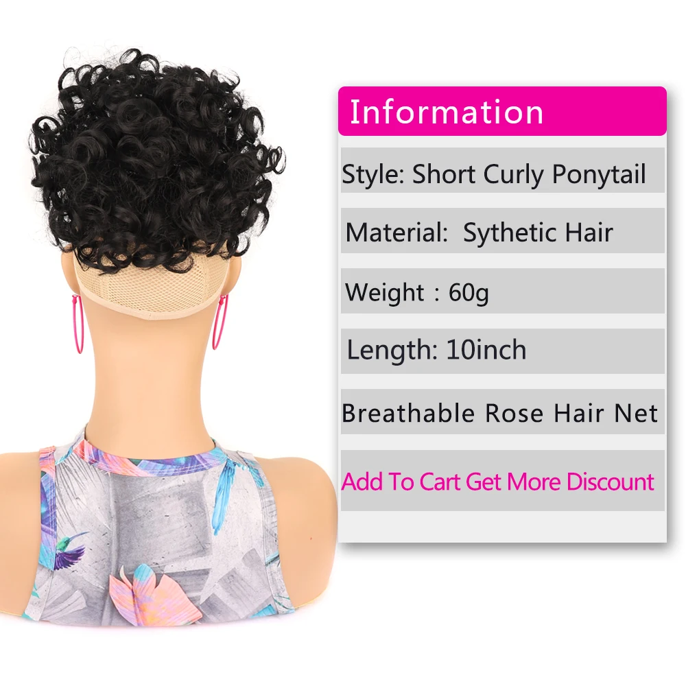 Synthetic Messy Bun Hair Piece for Women Short Afro Kinky Curly Hair Bun Drawstring Ponytail Hair Extensions for Daily Use