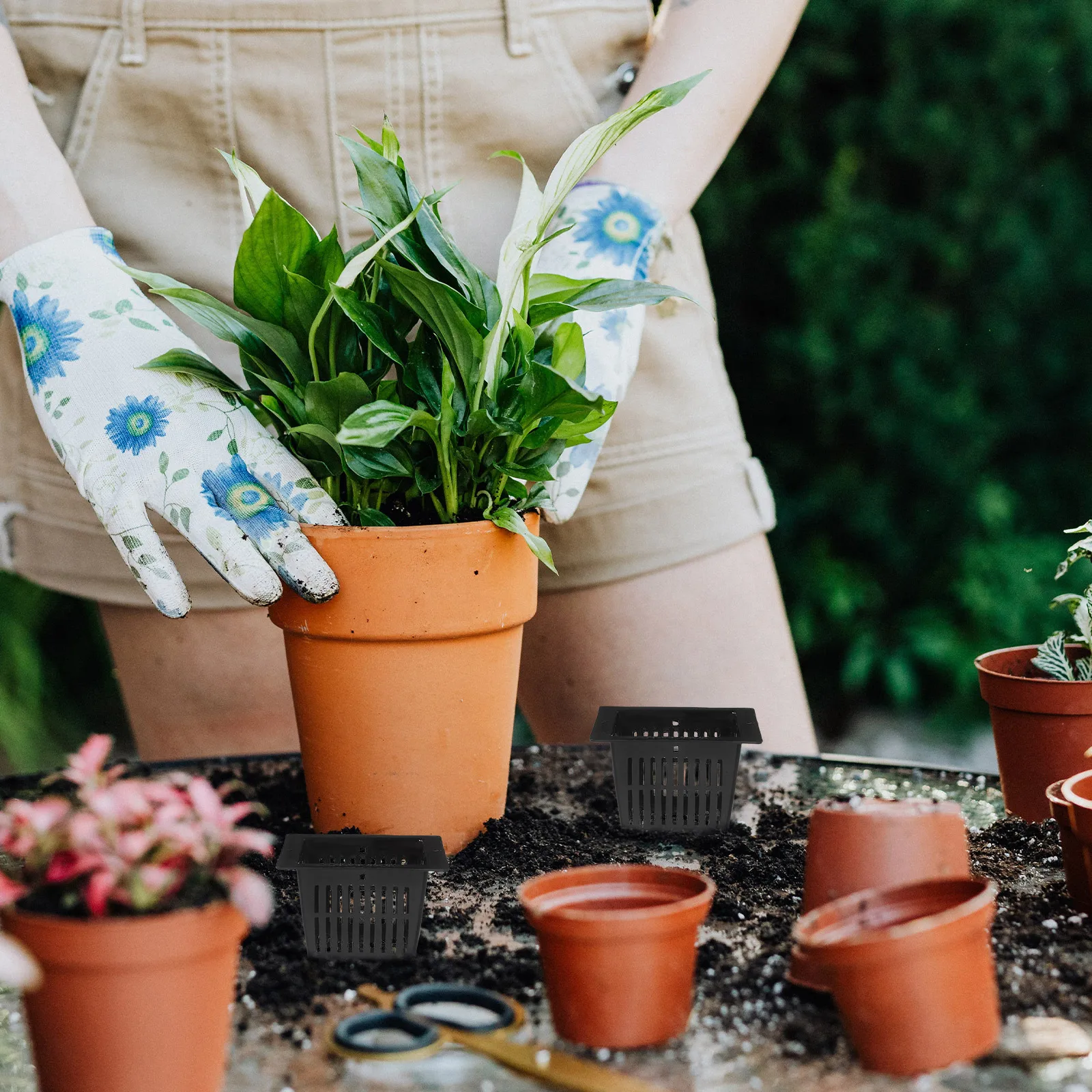 

10pcs Planting Baskets Durable PE Healthy Roots Aeration Hydroponic Gardening Green Plant Root Tool Soilless Culture Pots