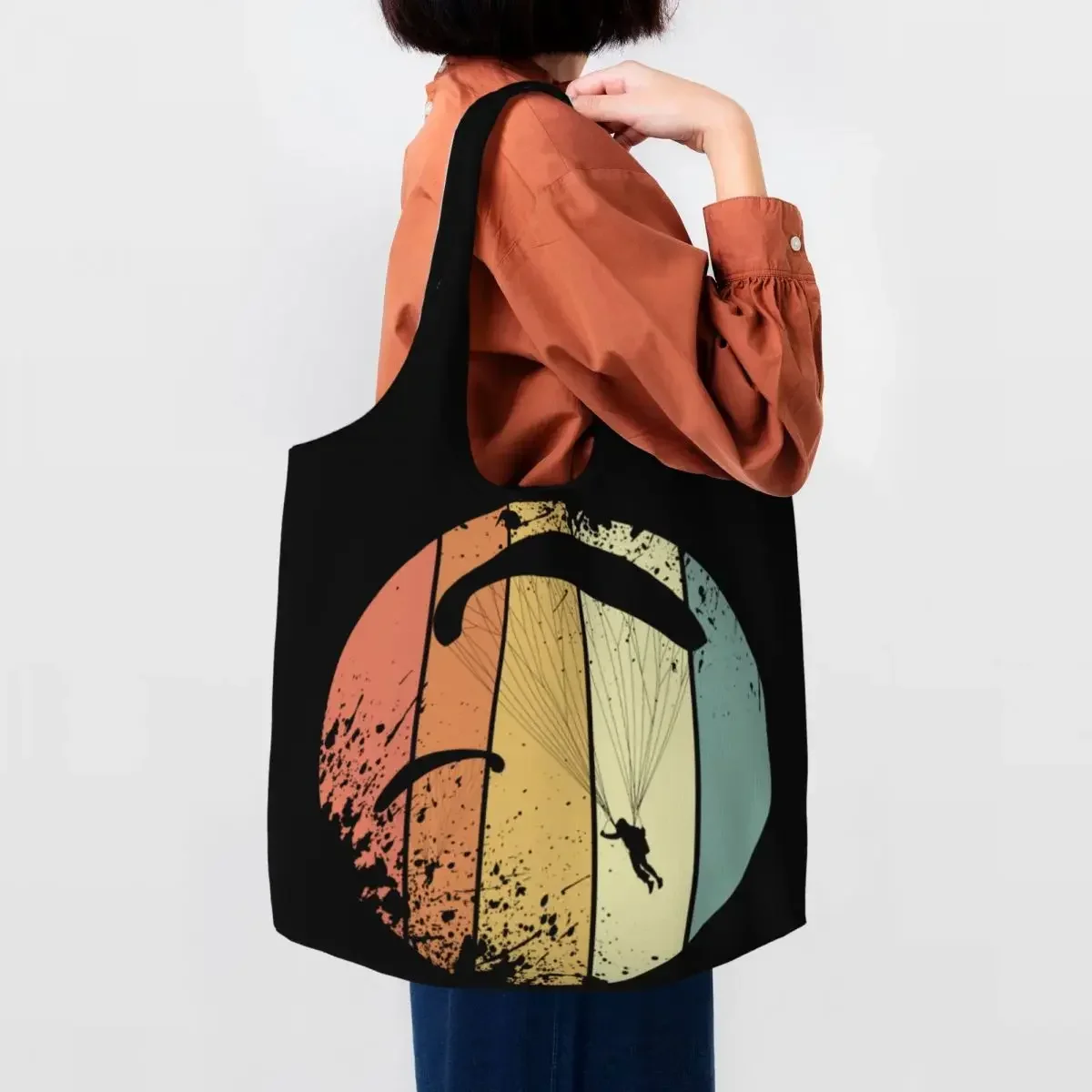 Paragliding Shopping Bag Women Canvas Shoulder Tote Bag Durable Parachute Paramotor Paraglider Grocery Shopper Bags Handbags