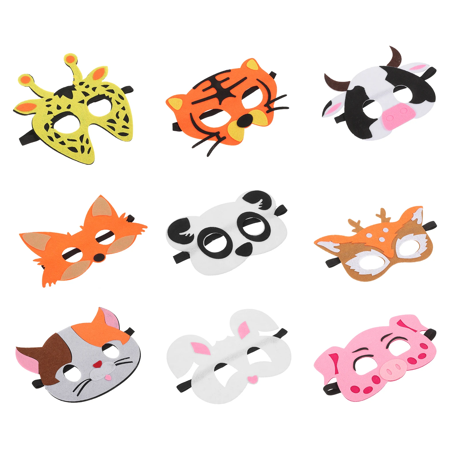 

18pcs Kids Animal Masks Felt Material Lightweight Comfortable Halloween Costume Party Carnival Cosplay Supplies Novelty Photo