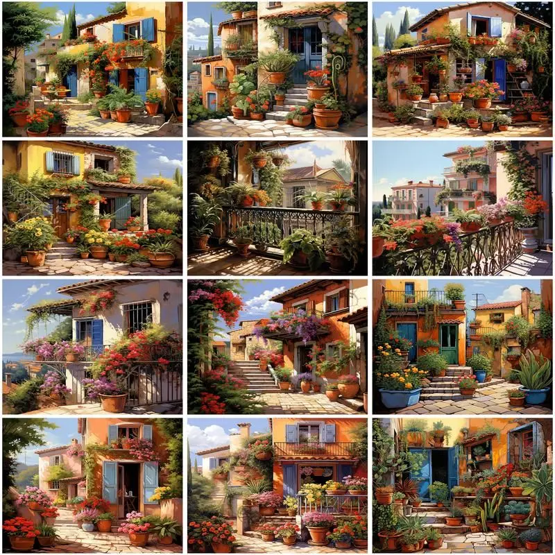 

CHENISTORY DIY Picture By Number House Kits Painting By Numbers Landscape Drawing On Canvas HandPainted Decoration