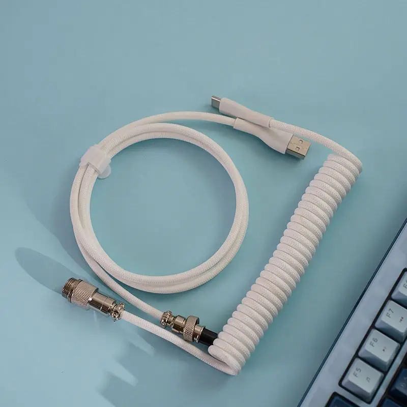 Custom Spiral Spring Braided USB-A to Type-C Cable for Magnetic Switch Mechanical Keyboards, Durable Zinc Alloy Connectors