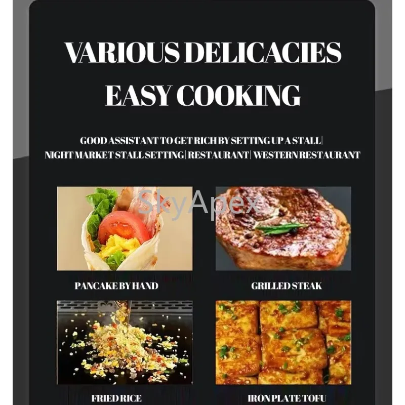 High Quality Commercial Gas  Griddle 2 Burners Hot Plate Grill Rack  Stainless Steel Countertop Cast Iron Heating Plate  Durable