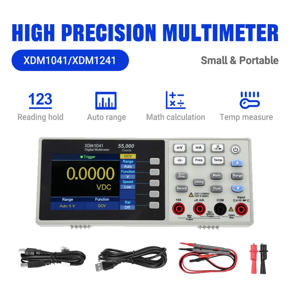 

Портативный настольный мультиметр XDM1241/XDM1041 True RMS, 4 1/2 разряда, высокая точность, 55000 измерений, для измерения переменного/постоянного тока и напряжения