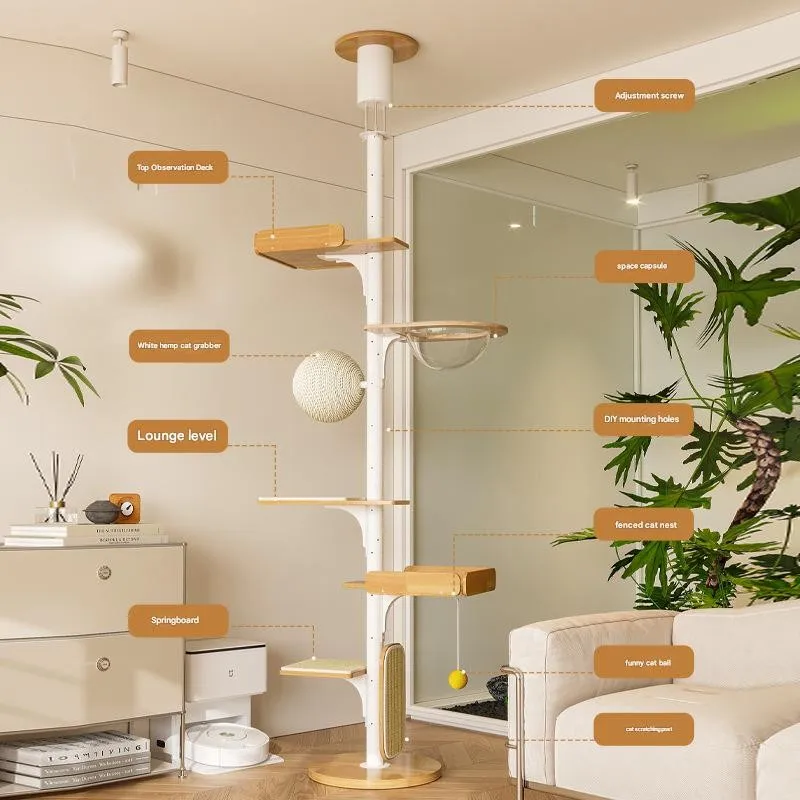 Elevatable Ceiling-Mounted Large Luxury-Style Eco-Friendly Cat Tree Cat Tower Factory Direct Wholesale