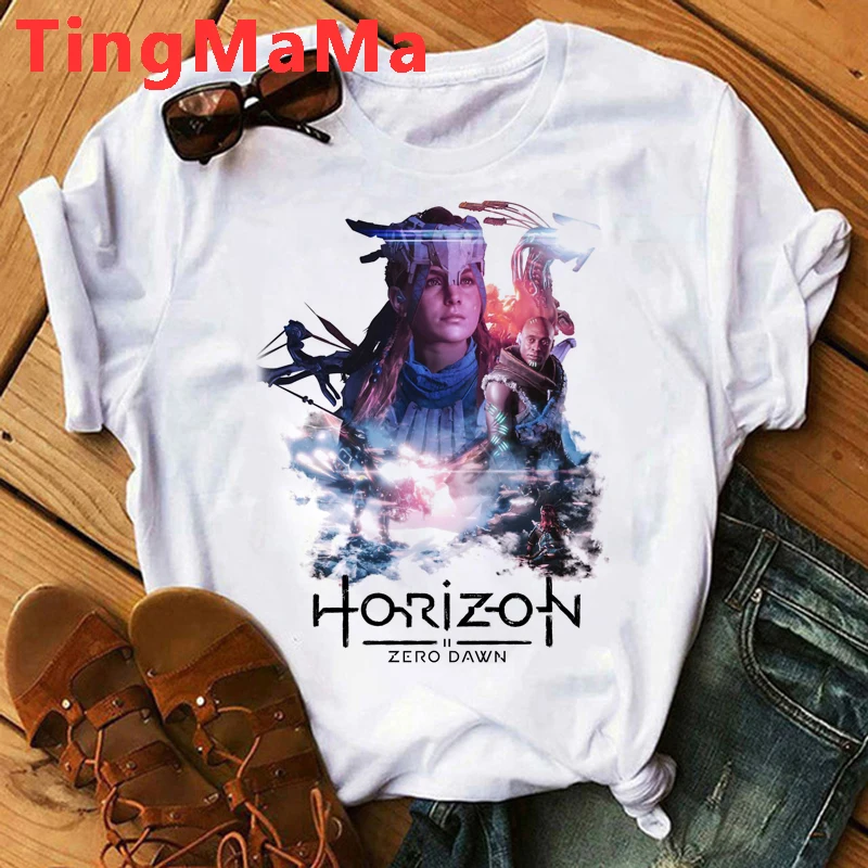 Horizon Forbidden West T Shirt Men 2022 Hot Games T-shirt Cartoon Summer Tops Graphic Tees Unisex Hip Hop Streetwear Tshirt Male