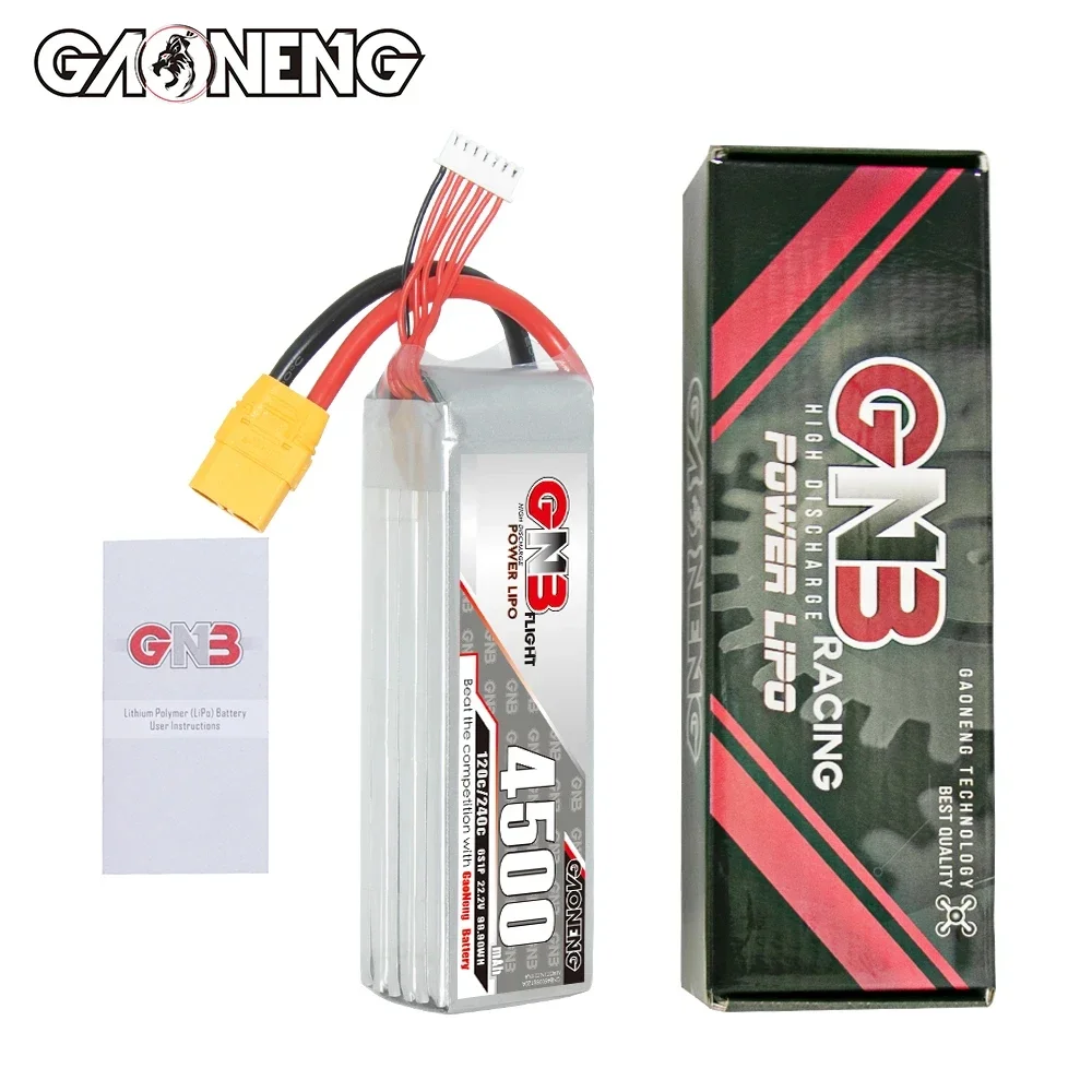 Bateria GAONENG-GNB LiPo, 4500mAh, 3S, 4S, 6S, 120C, XT90, carro RC, 300mm a 360mm, 7 polegadas, FPV Drone FMS, 70mm, jatos EDF