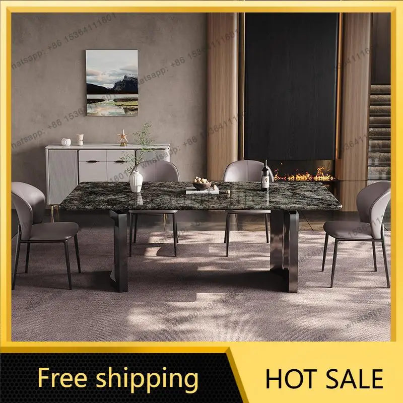 Factory Direct Sales Natural Marble Dining Table Rectangle Italian Light Luxury Modern High-end