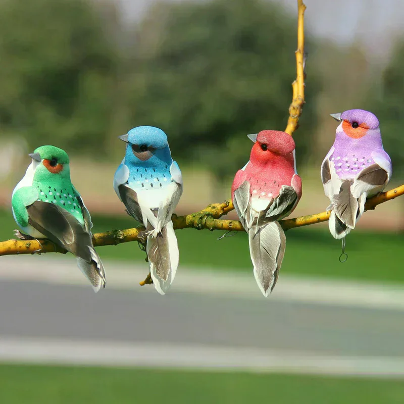 1Pc Realistic Feather Bird Colorful Foam Bird Figurine For Garden Landscape DIY Craft Ornament Decoration