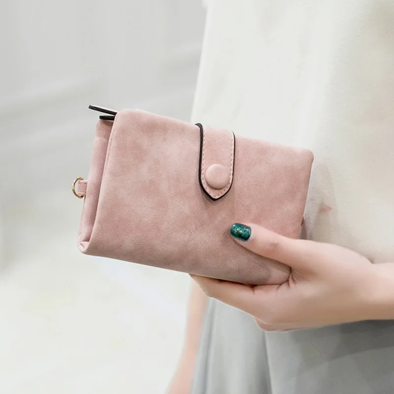 Vrouwen Mode Matte Korte Portemonnee PU Leer Rits Hasp Frosted Dames Portemonnees Geld Munt ID Kaarthouder Meisjes Leuke Clutch