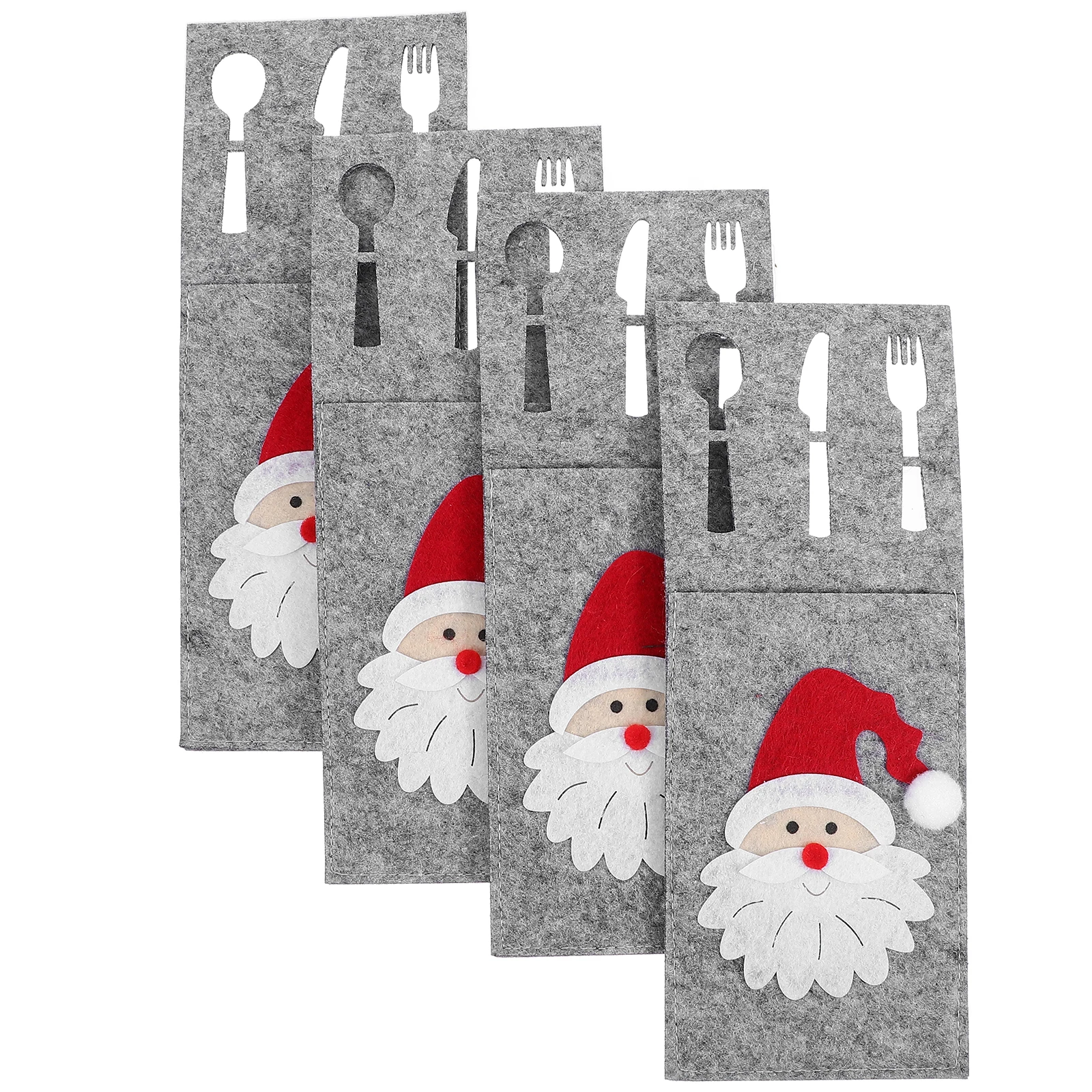 

4 Pcs Christmas Cutlery Holder Wreath Fork Bags Cloth Silverware Holder Xmas Party Decorations Lightweight Tableware Bags