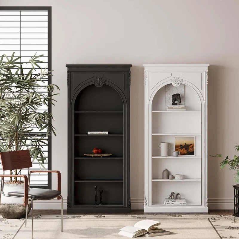 Cream wind bookcase French living room arched retro bookshelf display case Entrance cabinet medieval