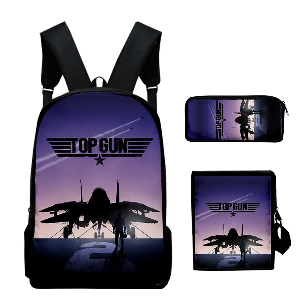 

Harajuku Youthful Top Gun Maverick 3D Print 3pcs/Set Student Travel bags Laptop Daypack Backpack Shoulder Bag Pencil Case