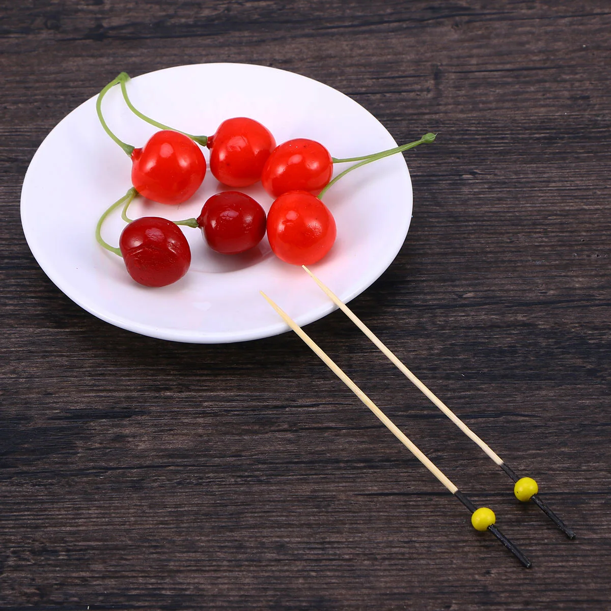 

100Pcs Handmade Bamboo Cocktail Picks Yellow Bead 12cm Creative Fruit Toothpicks Appetizer for Party Bar Fruit Picks