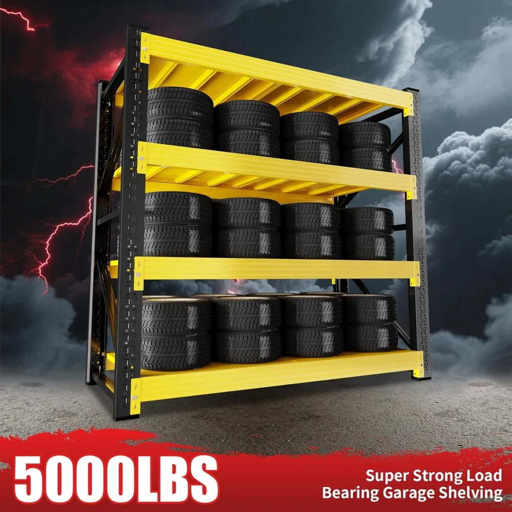 Rak Garasi 5000LBS 59" Lebar Rak Garasi Heavy Duty 4 Tingkat Rak Penyimpanan Logam Rak Penyimpanan Unit Rak yang Dapat Disesuaikan
