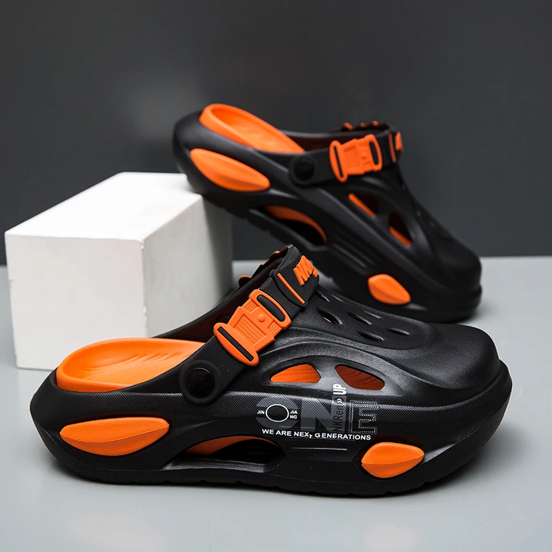 Fashion Sandals Hollow Platform Clogs EVA Cushion Slides Anti-odor Outdoor Beach Slippers Walking Sandals Men Women
