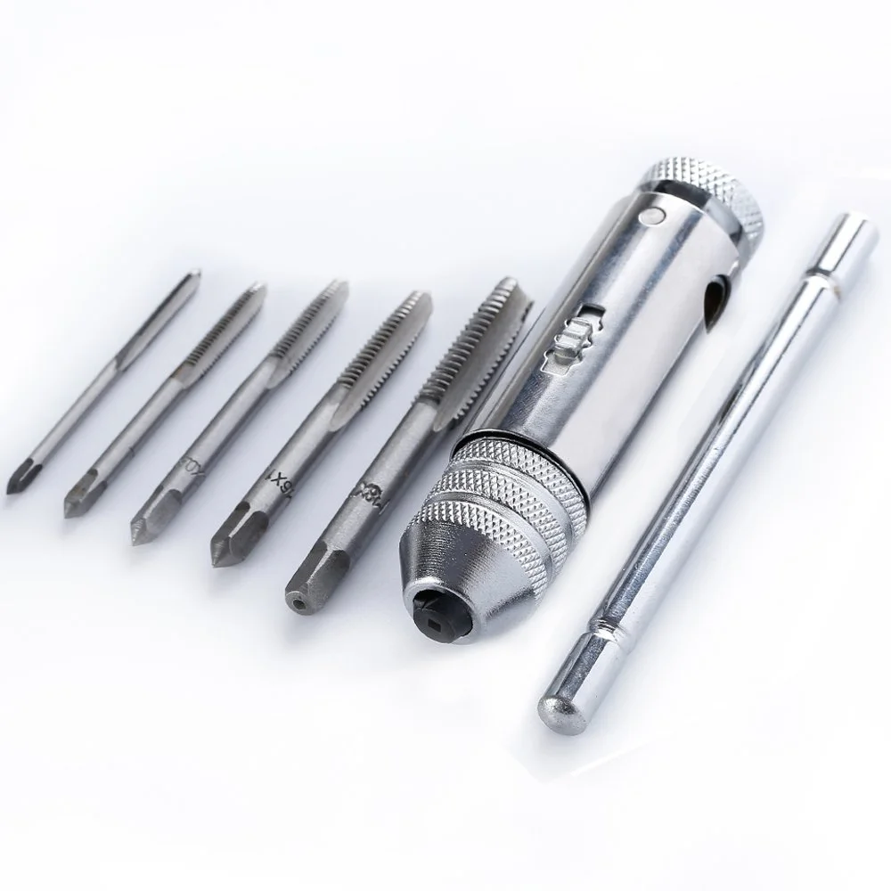 Set di punte per chiavi tipo T portatile 1-6 pezzi utensili per maschiatura manuale filettatura per macchina rubinetto Twist Bit M3/M4/M5/M6/M8 Set di rubinetti strumento fai da te
