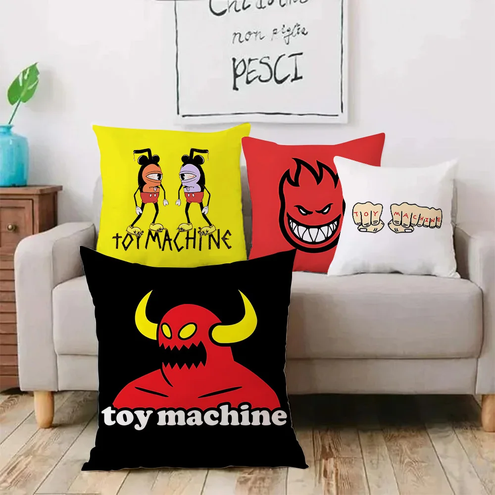 Pillow Covers Cartoon Sofa T-Toy M-MachineS Decorative Home Double-sided Printing Short Plush Cute Cushion Cover S-SkateS