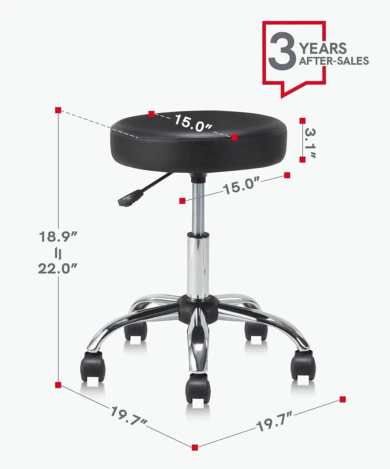 

Set of 2 Round Rolling Stool Swivel with Wheels Adjustable Height Heavy Duty Wide Seat Drafting Stool Chair for Office