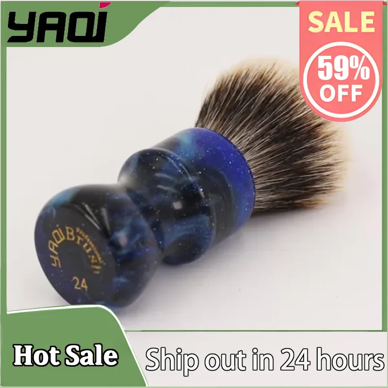 

YAQI 24MM Mysterious Space Color Handle Two Band Badger Hair Knot Men Shaving Brush, High- Density Travel Care tools