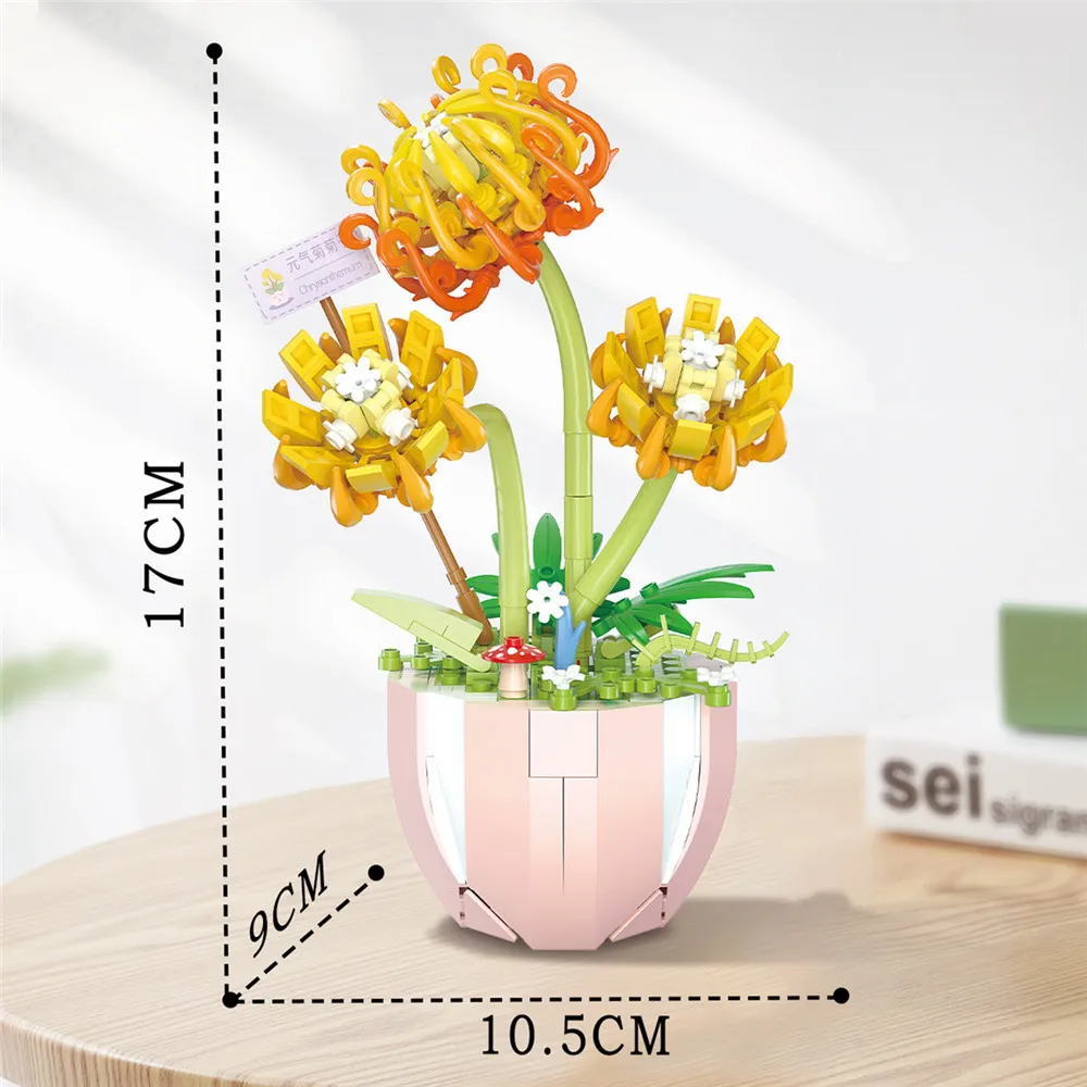 랜덤 스타일 미스터리 박스 블라인드 박스, 미스터리 입자 부케, 화분 테이블 탑 장식품, 빌딩 블록 장난감, 소녀 선물, 1 개