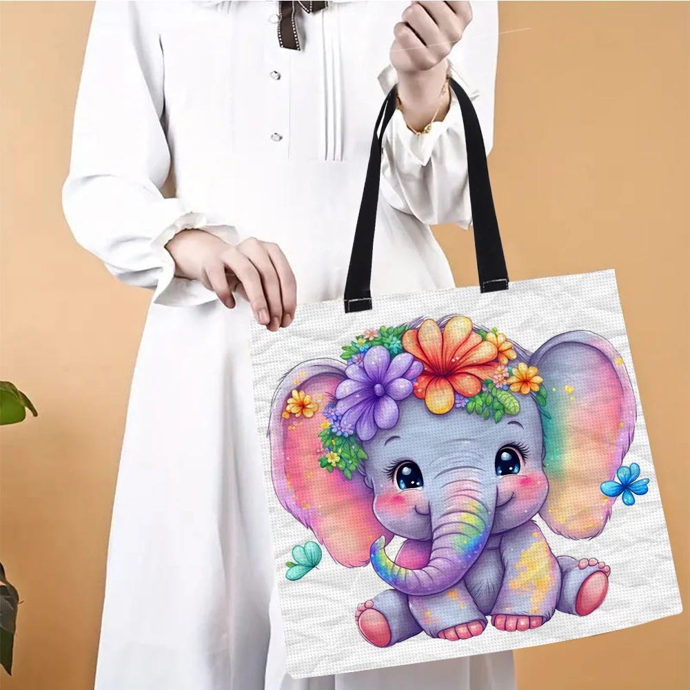 

11CT Cartoon Animal Cross Stitch Canvas Tote Bag Embroidery Kit Personalized Bag Hand Needlepoint Kit Bag Gift for Friends