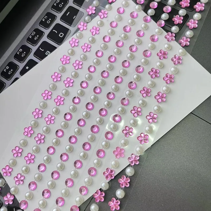 Kids Princess Fake Acrylic Jewelry Stickers DIY Pearl Diamond Decals for Girls Dress Up Rewards Classic Toys Play House Sticker