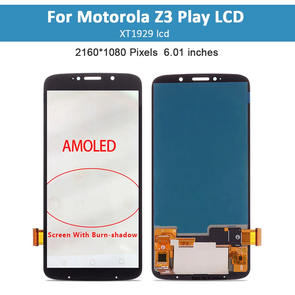 6.01" Original AMOLED For Motorola Moto Z3 Play z3play LCD Display With Burn-shadow Touch Screen Digitizer Assembly Replacement image 2