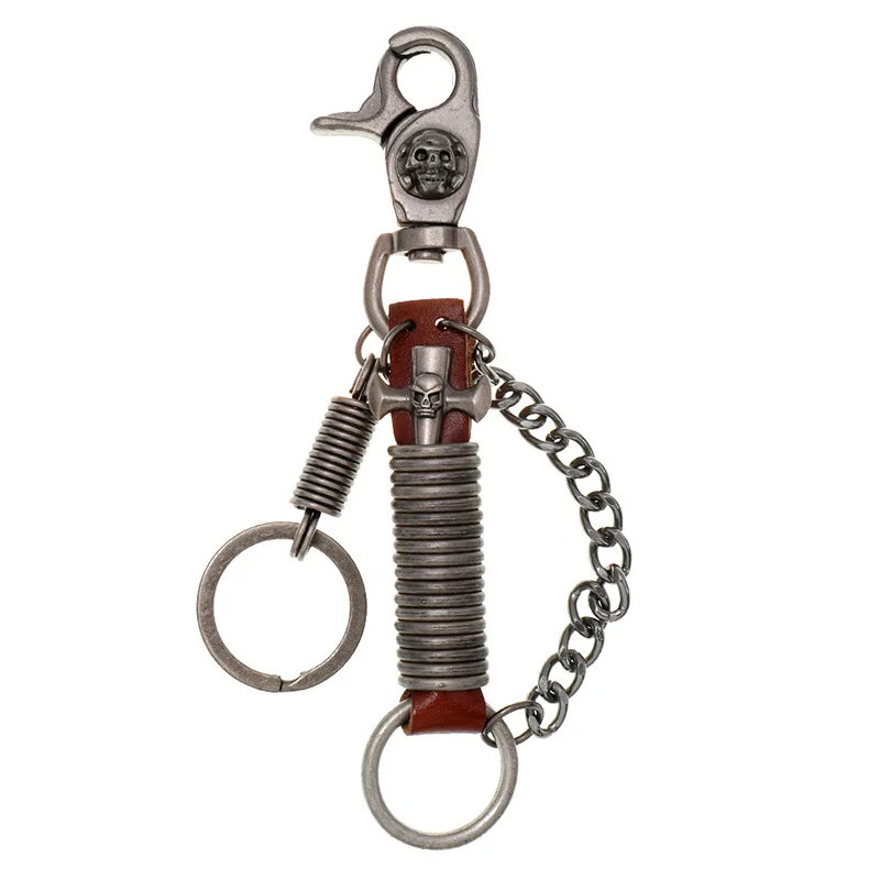 Leather Keychain for European and American Market Punk Retro Keyring for Men Women Fashion Accessory Export Quality Stable