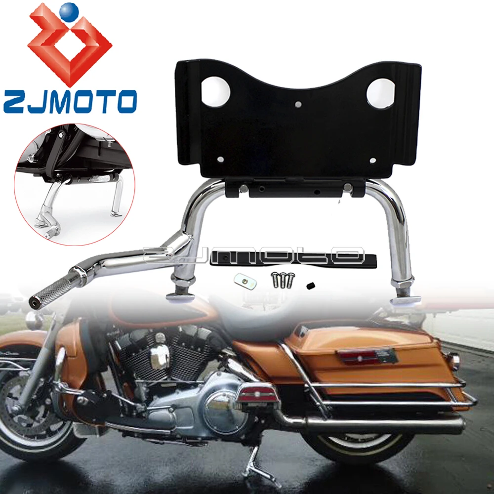 Heavy Duty Steel Kickstand Motorcycle Adjustable Center Stand W/ Hardware Kit For Harley Touring FLH FLT Electra Glide 1999-2008