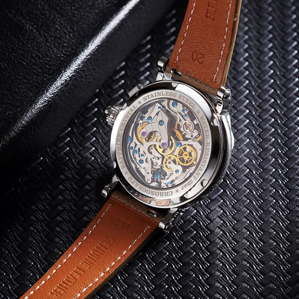 FARASUTE Casual Speed Sports Chronograph Watch Men Seagull Manual ST19 Mechanical Waterproof Wristwatches Sapphire Crystal Reloj
